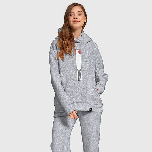 Женский костюм оверсайз Хитрая лиса в рамке / Меланж – фото 2