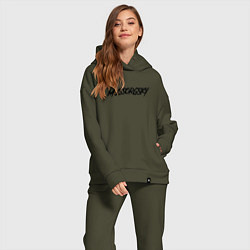 Женский костюм оверсайз Мусоргский чёрный, цвет: хаки — фото 2