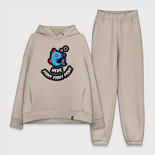 Женский костюм оверсайз Здесь рыбно / Миндальный – фото 1