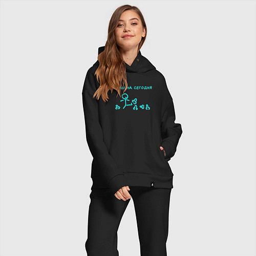 Женский костюм оверсайз Мои планы на сегодня / Черный – фото 2