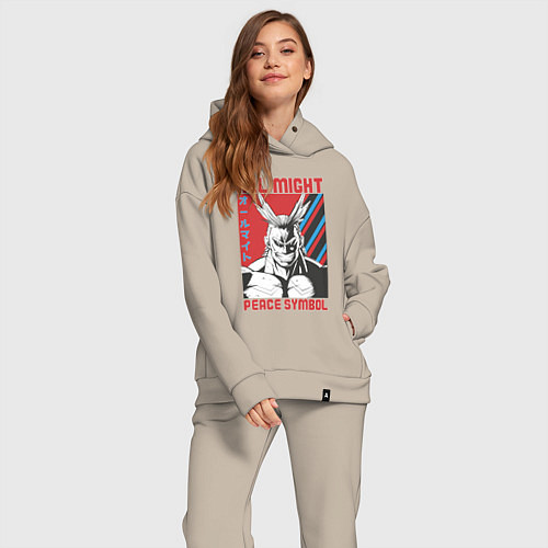 Женский костюм оверсайз Моя геройская академия All Might pease symbol / Миндальный – фото 2