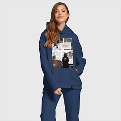 Женский костюм оверсайз Журналист эстетика, цвет: тёмно-синий — фото 2