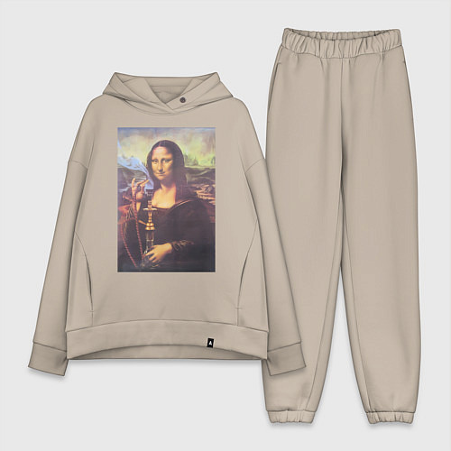 Женский костюм оверсайз Мона Лиза с кальяном / Миндальный – фото 1