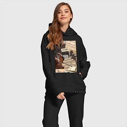 Женский костюм оверсайз Музыка эстетика, цвет: черный — фото 2