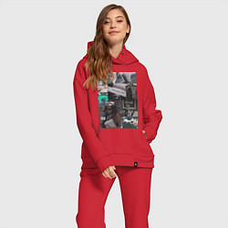 Женский костюм оверсайз Журналист эстетика, цвет: красный — фото 2