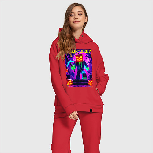 Женский костюм оверсайз Майнкрафт и хэллоуин коллаба - нейроарт / Красный – фото 2