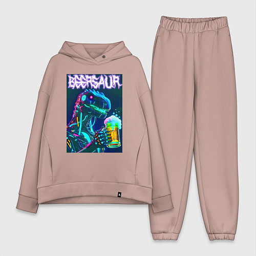 Женский костюм оверсайз Neon cyber beersaur - neon glow fantasy / Пыльно-розовый – фото 1
