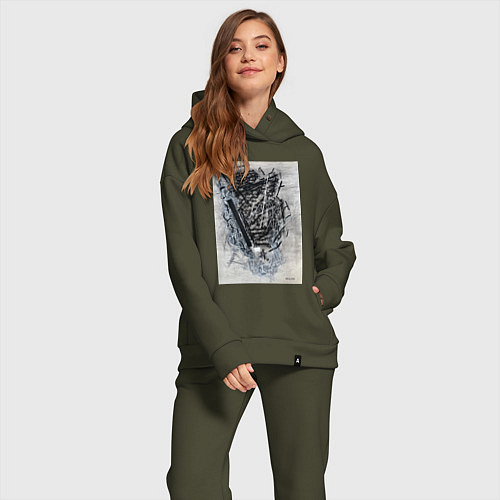 Женский костюм оверсайз Абстрактная графика Blue / Хаки – фото 2