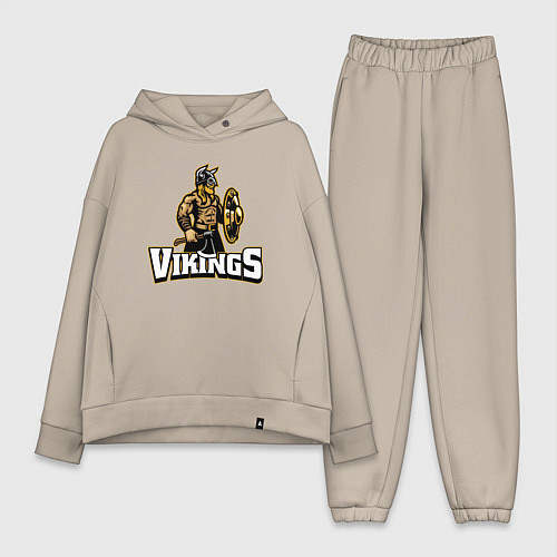Женский костюм оверсайз Vikings team / Миндальный – фото 1