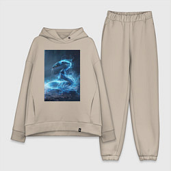 Женский костюм оверсайз Змея в молниях, цвет: миндальный