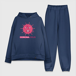 Женский костюм оверсайз Pink coronavirus, цвет: тёмно-синий