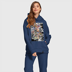 Женский костюм оверсайз Ван-Пис Луффи коллаж, цвет: тёмно-синий — фото 2