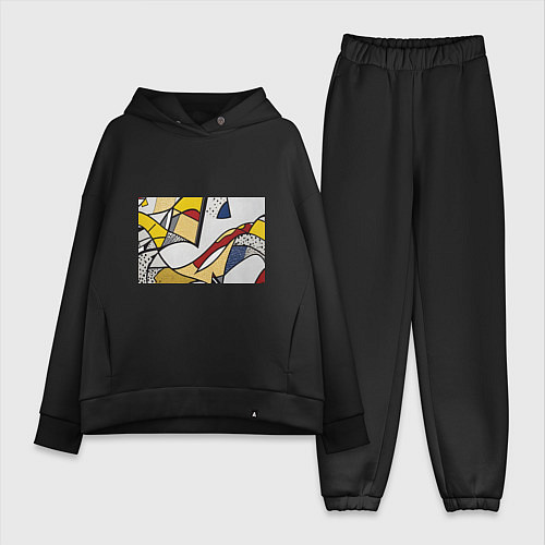 Женский костюм оверсайз Абстракция в стиле поп-арт / Черный – фото 1