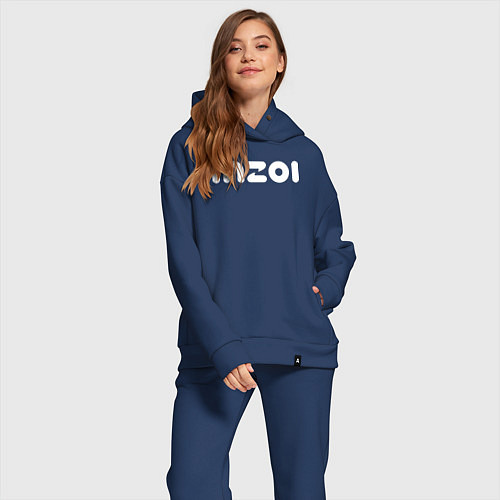 Женский костюм оверсайз Inzoi logo / Тёмно-синий – фото 2