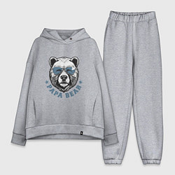 Женский костюм оверсайз Папа медведь в очках, цвет: меланж