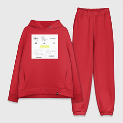 Женский костюм оверсайз Big bang подписи участников, цвет: красный