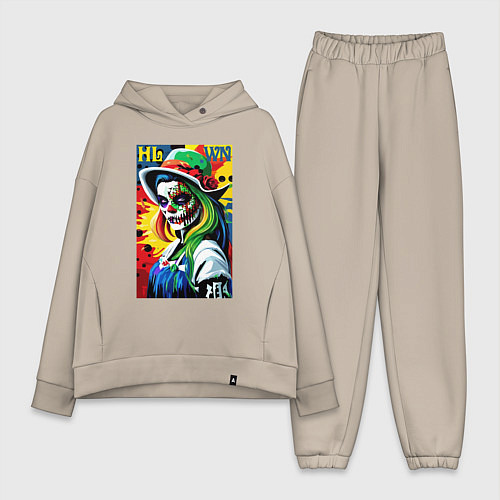 Женский костюм оверсайз Girl witch - pop art / Миндальный – фото 1