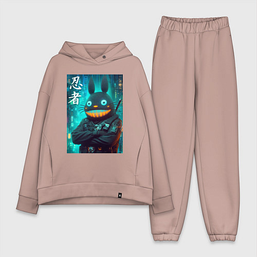 Женский костюм оверсайз Cyber Totoro - ninja / Пыльно-розовый – фото 1
