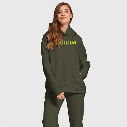 Женский костюм оверсайз Marthon logotype / Хаки – фото 2