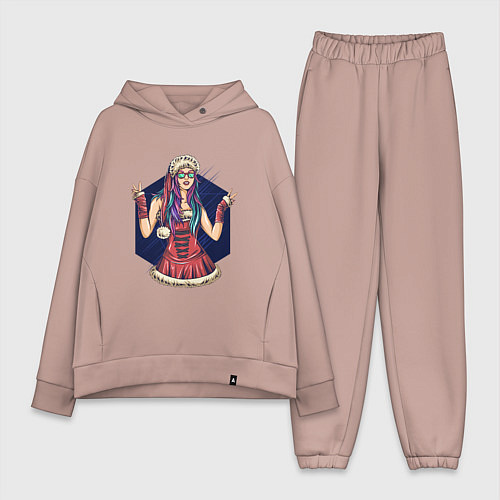 Женский костюм оверсайз Крутая снегурка / Пыльно-розовый – фото 1