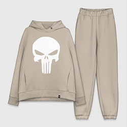 Женский костюм оверсайз Punisher logo, цвет: миндальный