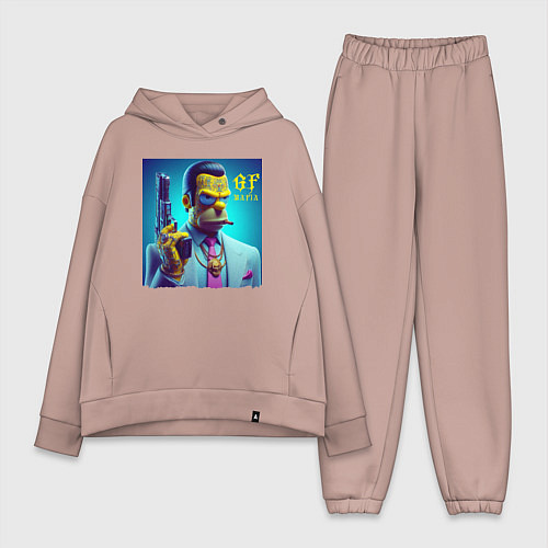 Женский костюм оверсайз Homer Simpson - godfather of the mafia / Пыльно-розовый – фото 1