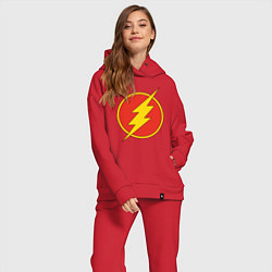 Женский костюм оверсайз Flash logo, цвет: красный — фото 2
