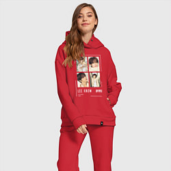 Женский костюм оверсайз Lee know stray kids cute, цвет: красный — фото 2