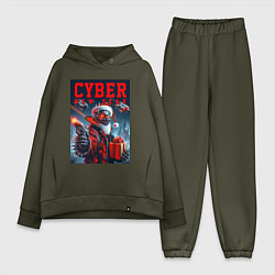 Женский костюм оверсайз Cyber Santa with a gun - ai art, цвет: хаки