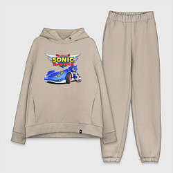 Женский костюм оверсайз Cool hedgehog - Sonic racing team, цвет: миндальный