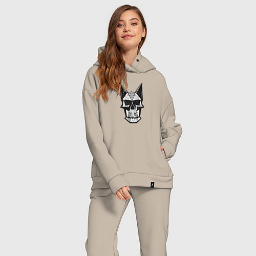 Женский костюм оверсайз Skull symbol / Миндальный – фото 2