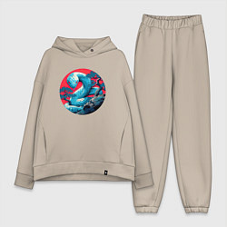 Женский костюм оверсайз Japan serpent, цвет: миндальный