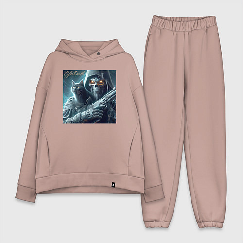 Женский костюм оверсайз Cyber death - ai art fantasy / Пыльно-розовый – фото 1