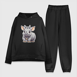 Женский костюм оверсайз Серый носорог, цвет: черный