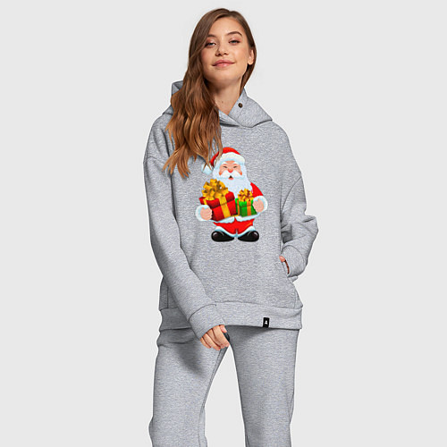 Женский костюм оверсайз Дед Мороз принёс подарки / Меланж – фото 2