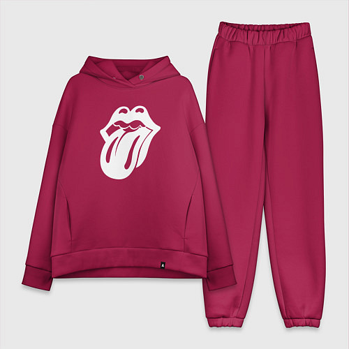 Женский костюм оверсайз Rolling Stones - white logo / Маджента – фото 1