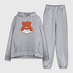 Женский костюм оверсайз Мишка на облаке, цвет: меланж