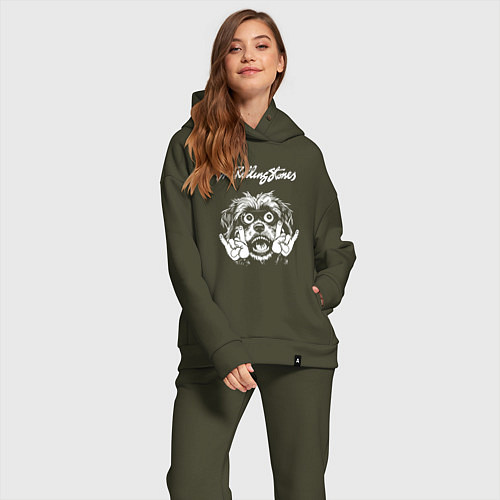 Женский костюм оверсайз Rolling Stones rock dog / Хаки – фото 2