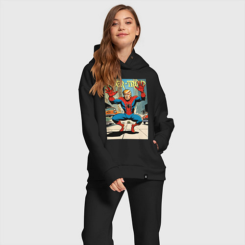 Женский костюм оверсайз Spider-Trump in New York / Черный – фото 2