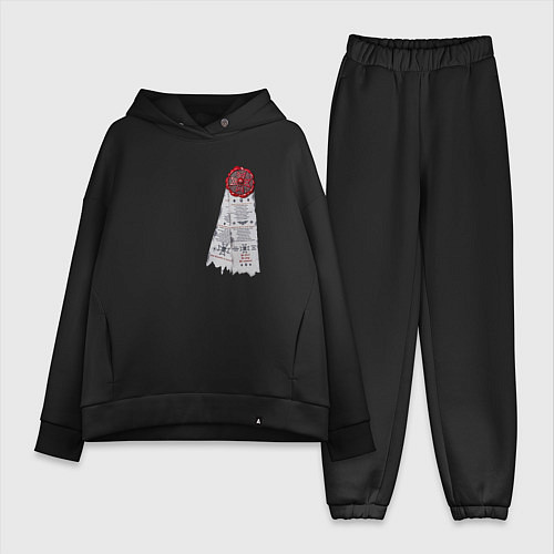 Женский костюм оверсайз Печать космодесантника / Черный – фото 1