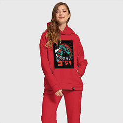 Женский костюм оверсайз Годзилла поп-арт, цвет: красный — фото 2