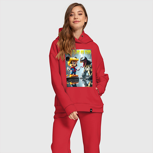 Женский костюм оверсайз Mickey Trump and Venom - ai art fantasy / Красный – фото 2