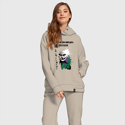 Женский костюм оверсайз Разум нельзя уничтожить, цвет: миндальный — фото 2