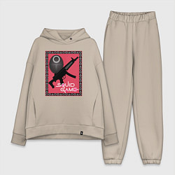 Женский костюм оверсайз Squid game gun and mask