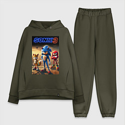 Женский костюм оверсайз Sonic and his team - movie, цвет: хаки
