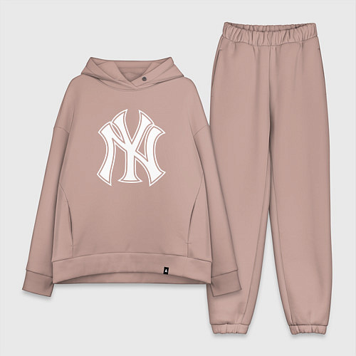 Женский костюм оверсайз New York yankees - baseball logo / Пыльно-розовый – фото 1