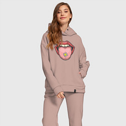 Женский костюм оверсайз Smiling lips, цвет: пыльно-розовый — фото 2