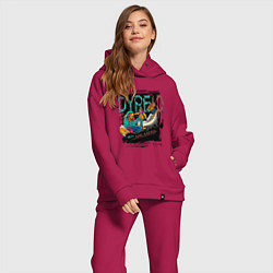 Женский костюм оверсайз Дурею от сноуборда, как карась от прикормки, цвет: маджента — фото 2