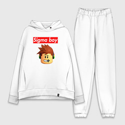Женский костюм оверсайз Sigma boy roblox head - мем Роблокс Сигма бой, цвет: белый