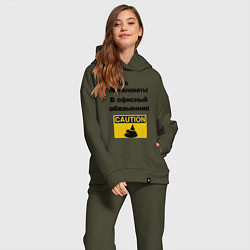 Женский костюм оверсайз Офисный обезьянник, цвет: хаки — фото 2